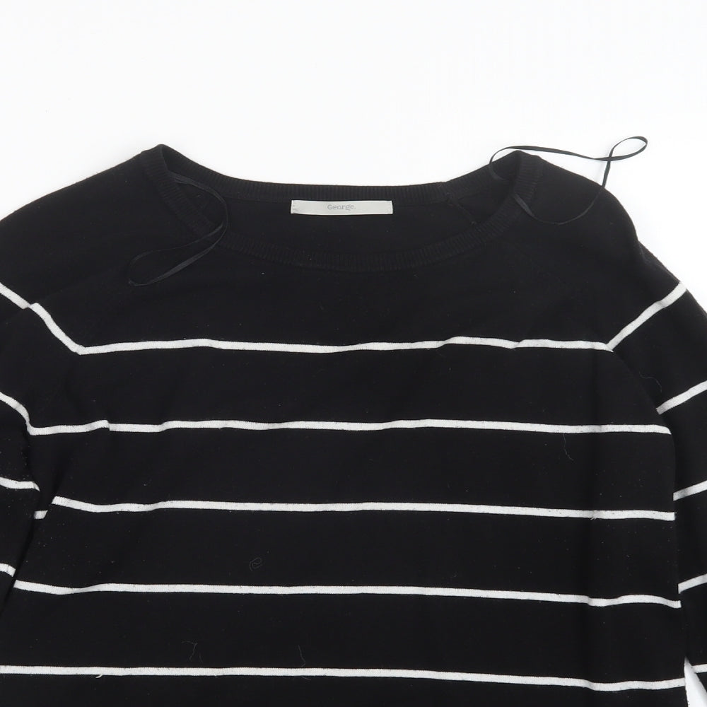 George Womens Black Striped Knit Pullover Jumper Size 14