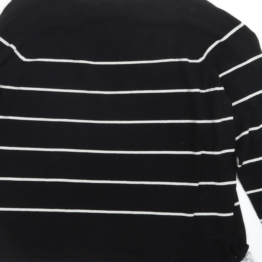 George Womens Black Striped Knit Pullover Jumper Size 14
