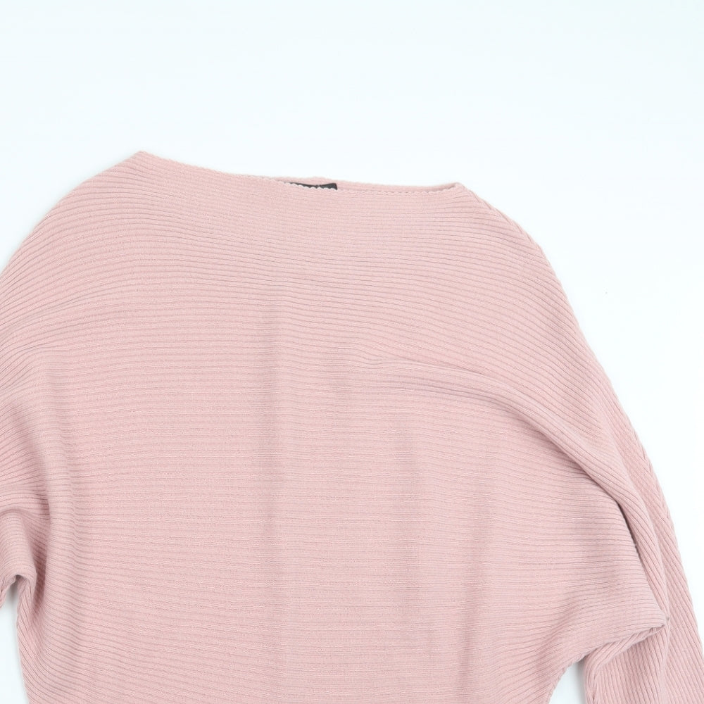Boohoo Womens Pink  Knit Pullover Jumper Size S