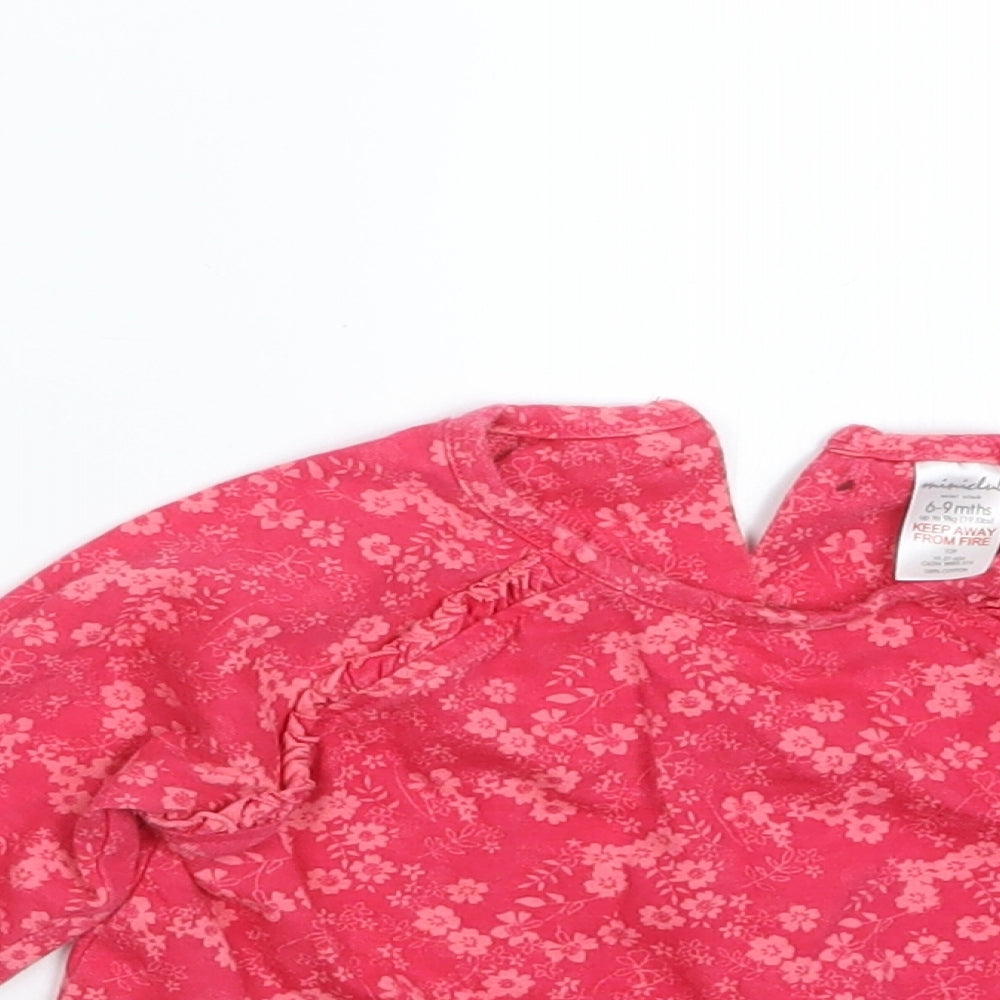Mini Club Girls Pink Floral  Basic T-Shirt Size 6-9 Months