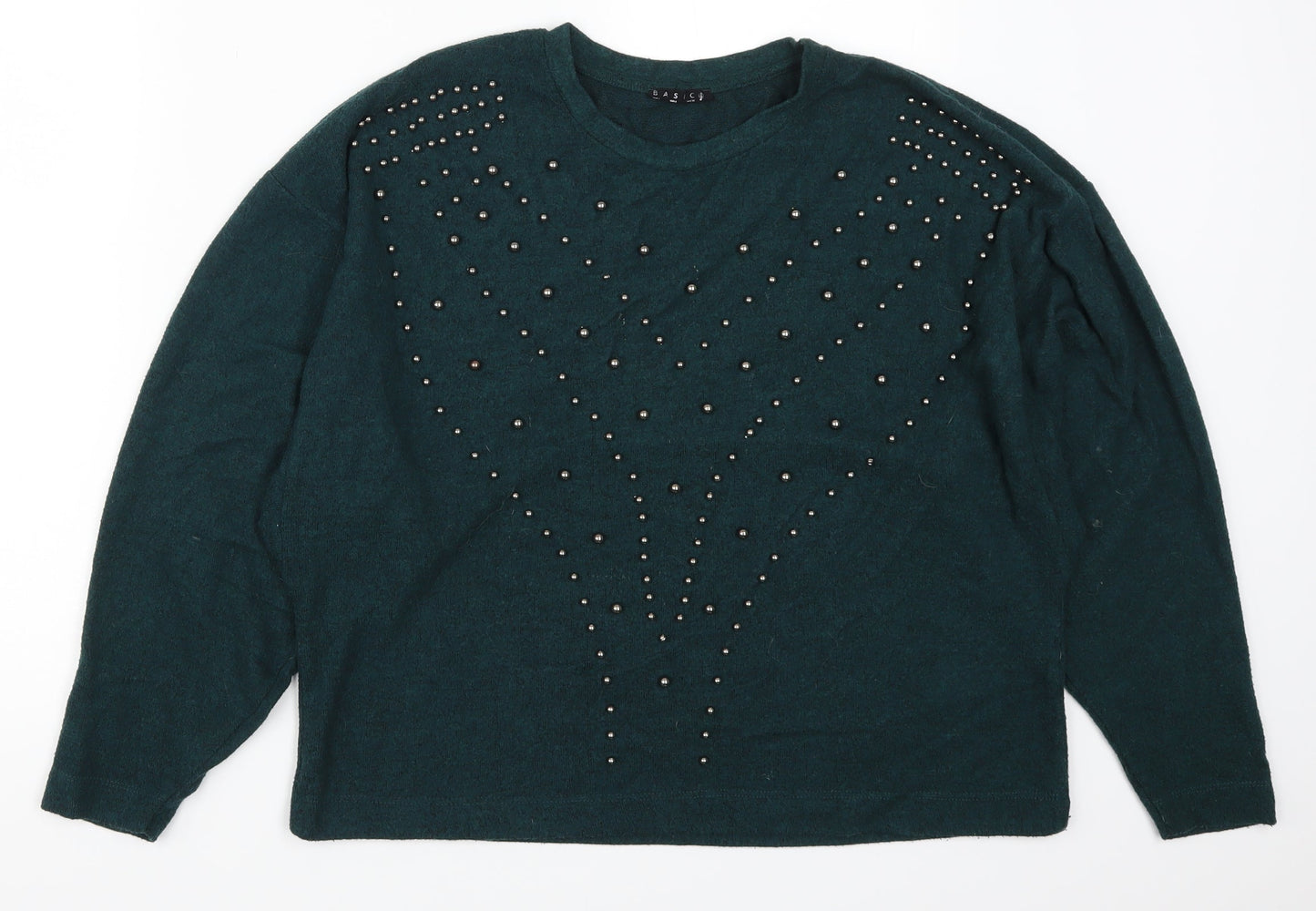 Basics Womens Green   Pullover Jumper Size S