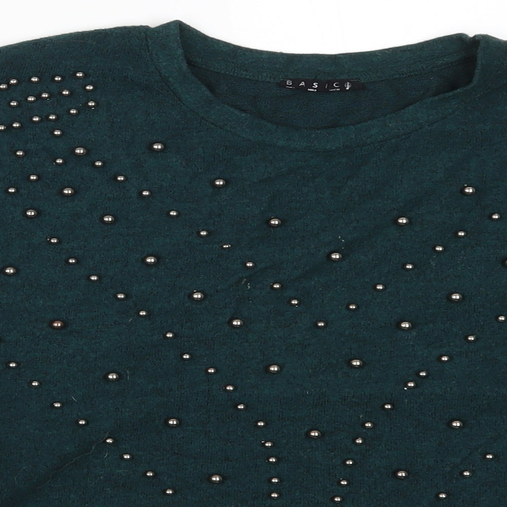 Basics Womens Green   Pullover Jumper Size S