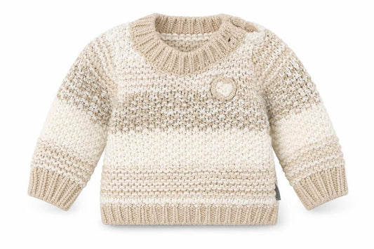Nutmeg Girls Beige Striped Knit Pullover Jumper Size 9-12 Months
