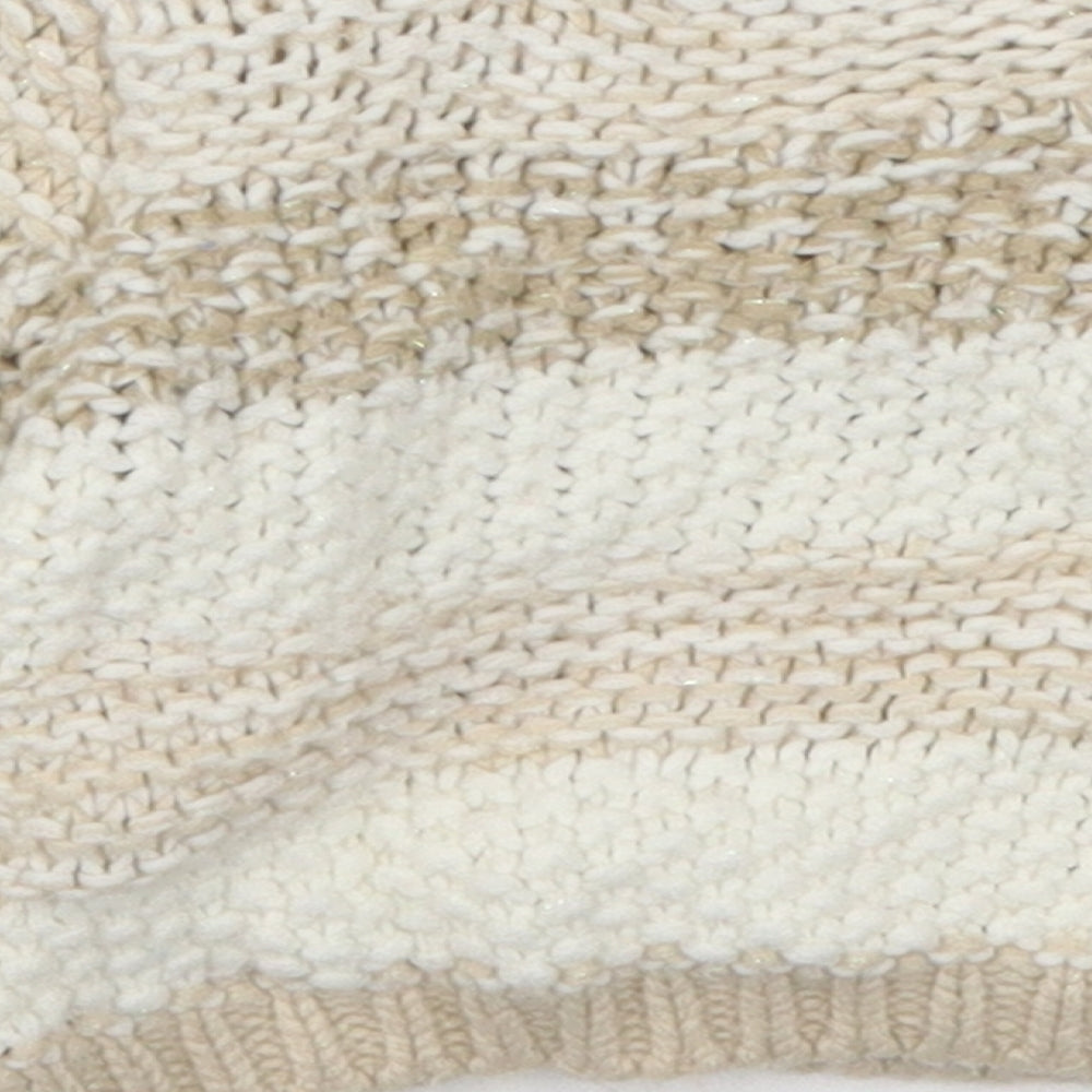 Nutmeg Girls Beige Striped Knit Pullover Jumper Size 9-12 Months