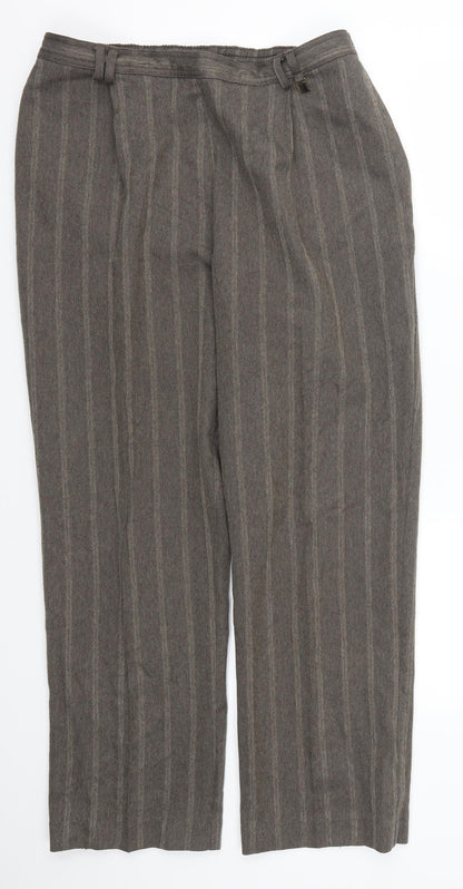 Impressions Womens Brown Striped  Trousers  Size 16 L27.5 in