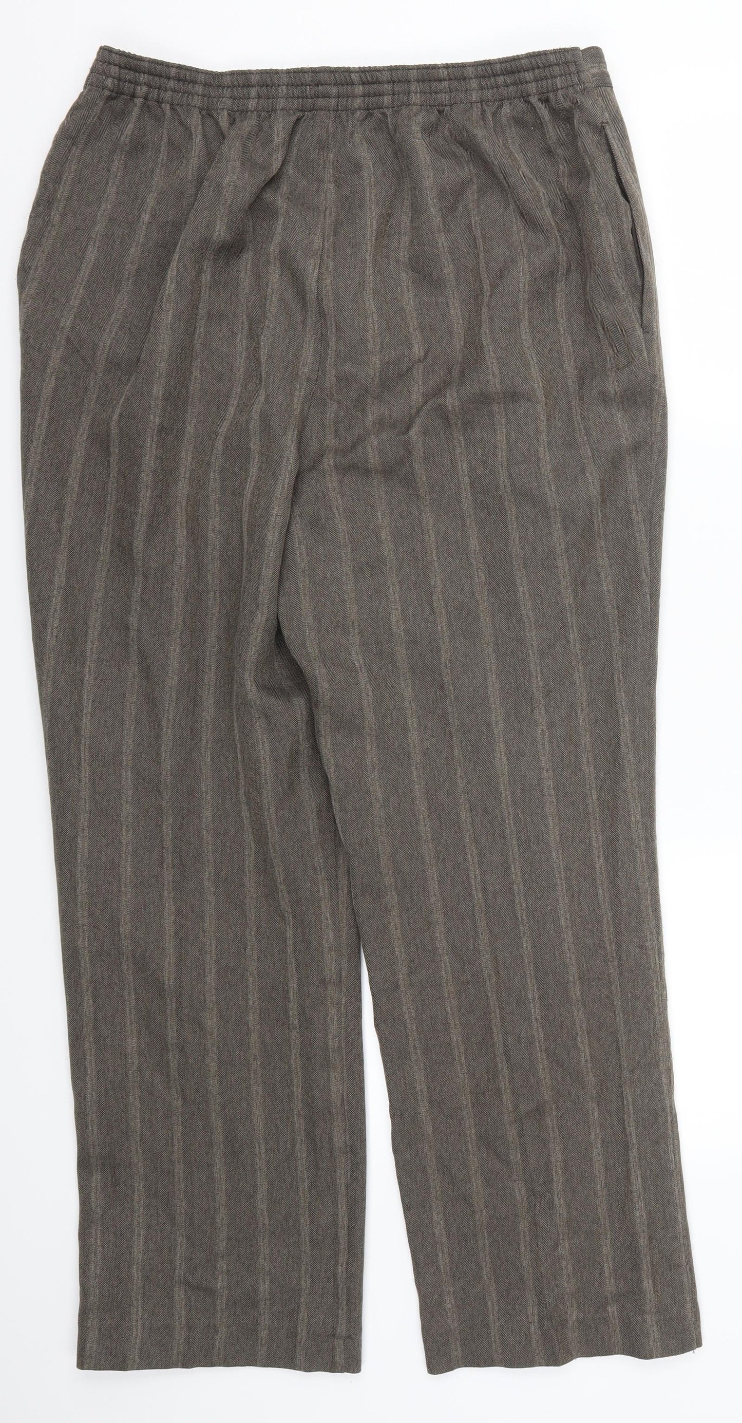 Impressions Womens Brown Striped  Trousers  Size 16 L27.5 in