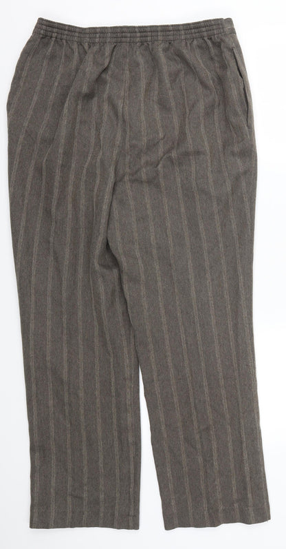 Impressions Womens Brown Striped  Trousers  Size 16 L27.5 in