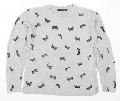 Marks and Spencer Womens Grey  Knit Pullover Jumper Size 14  - Butterflies