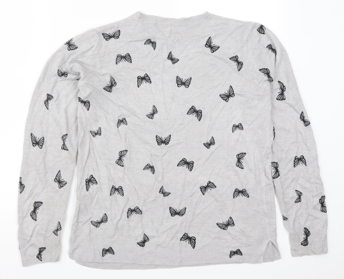 Marks and Spencer Womens Grey  Knit Pullover Jumper Size 14  - Butterflies