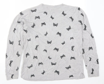 Marks and Spencer Womens Grey  Knit Pullover Jumper Size 14  - Butterflies