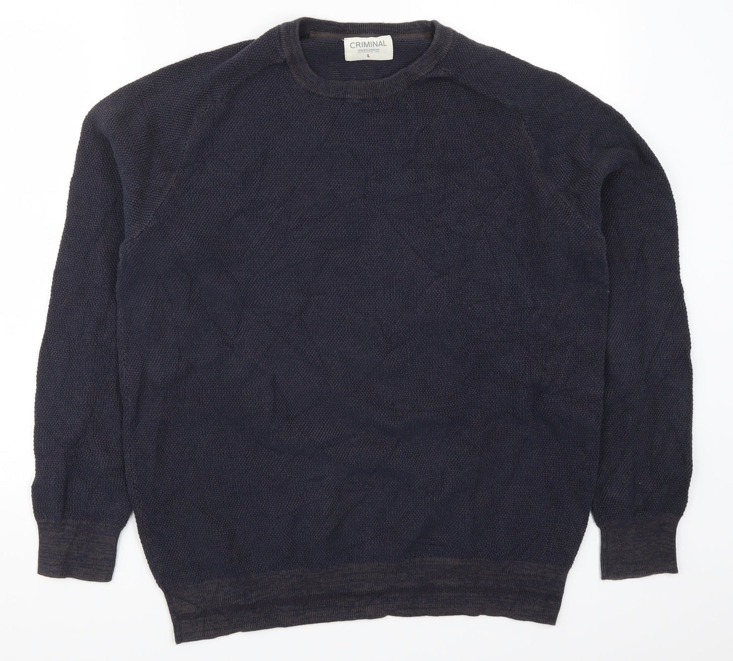 Criminal Mens Blue  Knit Pullover Jumper Size L
