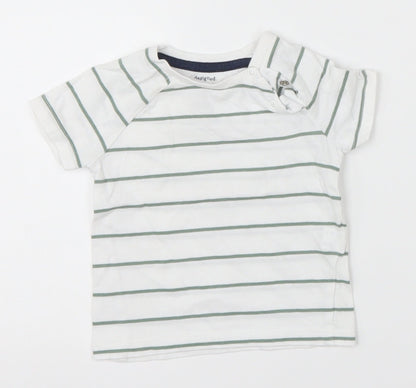 F&F Boys White Striped  Basic T-Shirt Size 3-6 Months  - Green Stripes