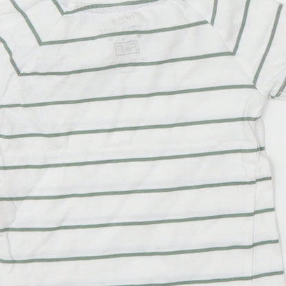 F&F Boys White Striped  Basic T-Shirt Size 3-6 Months  - Green Stripes