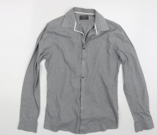 Mens UK Size S M&S Grey  Button-Up Long Sleeve Casual Shirt