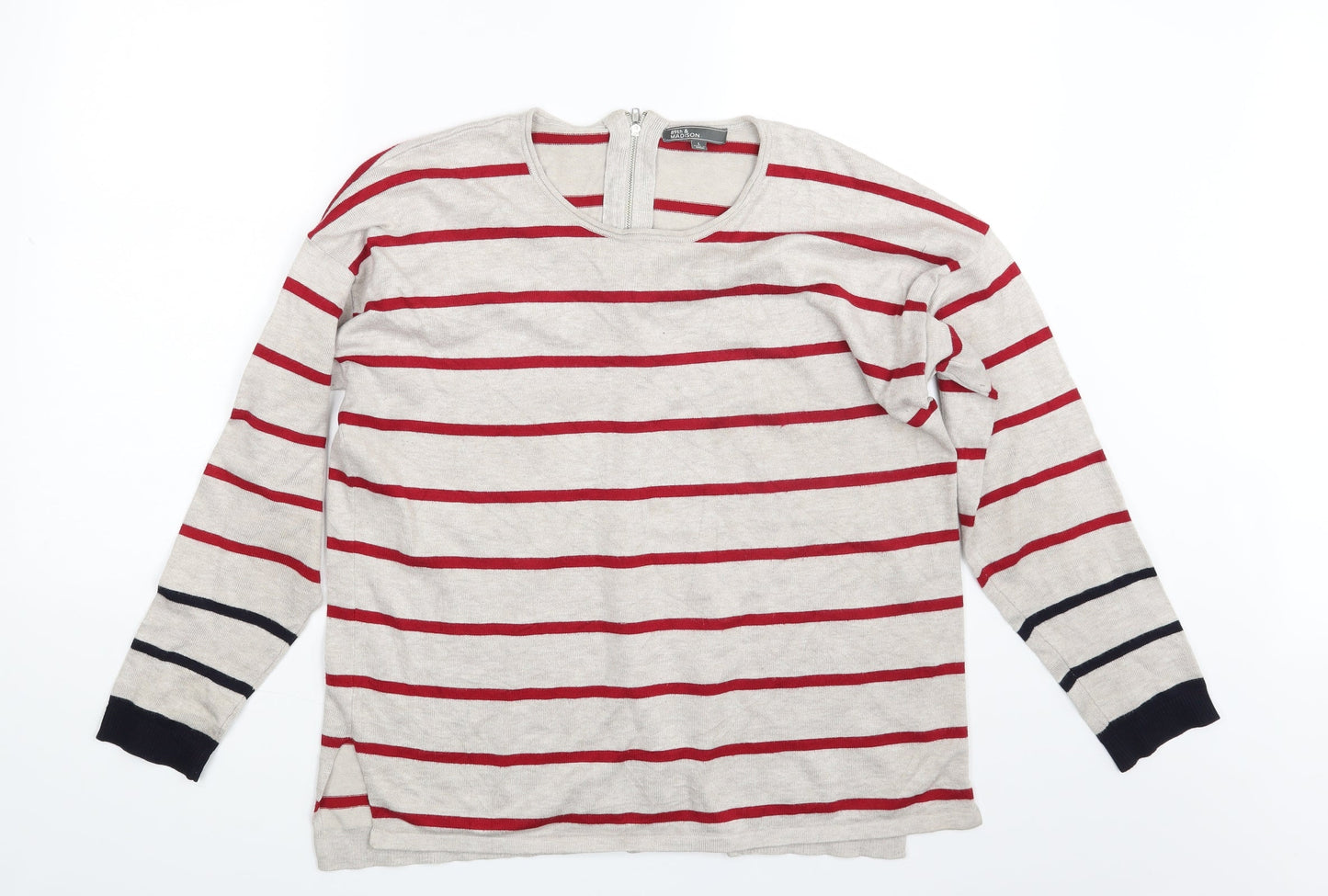 89th & Madison Womens Multicoloured Striped  Pullover Jumper Size L