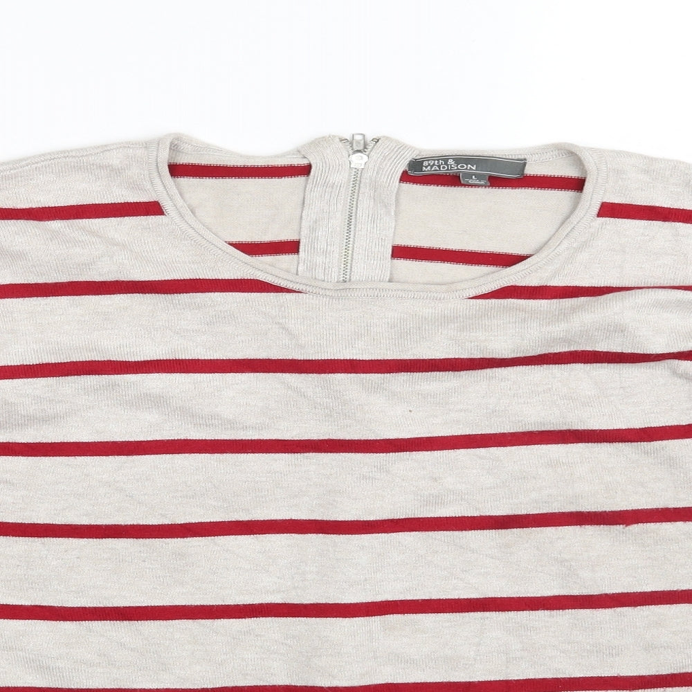 89th & Madison Womens Multicoloured Striped  Pullover Jumper Size L