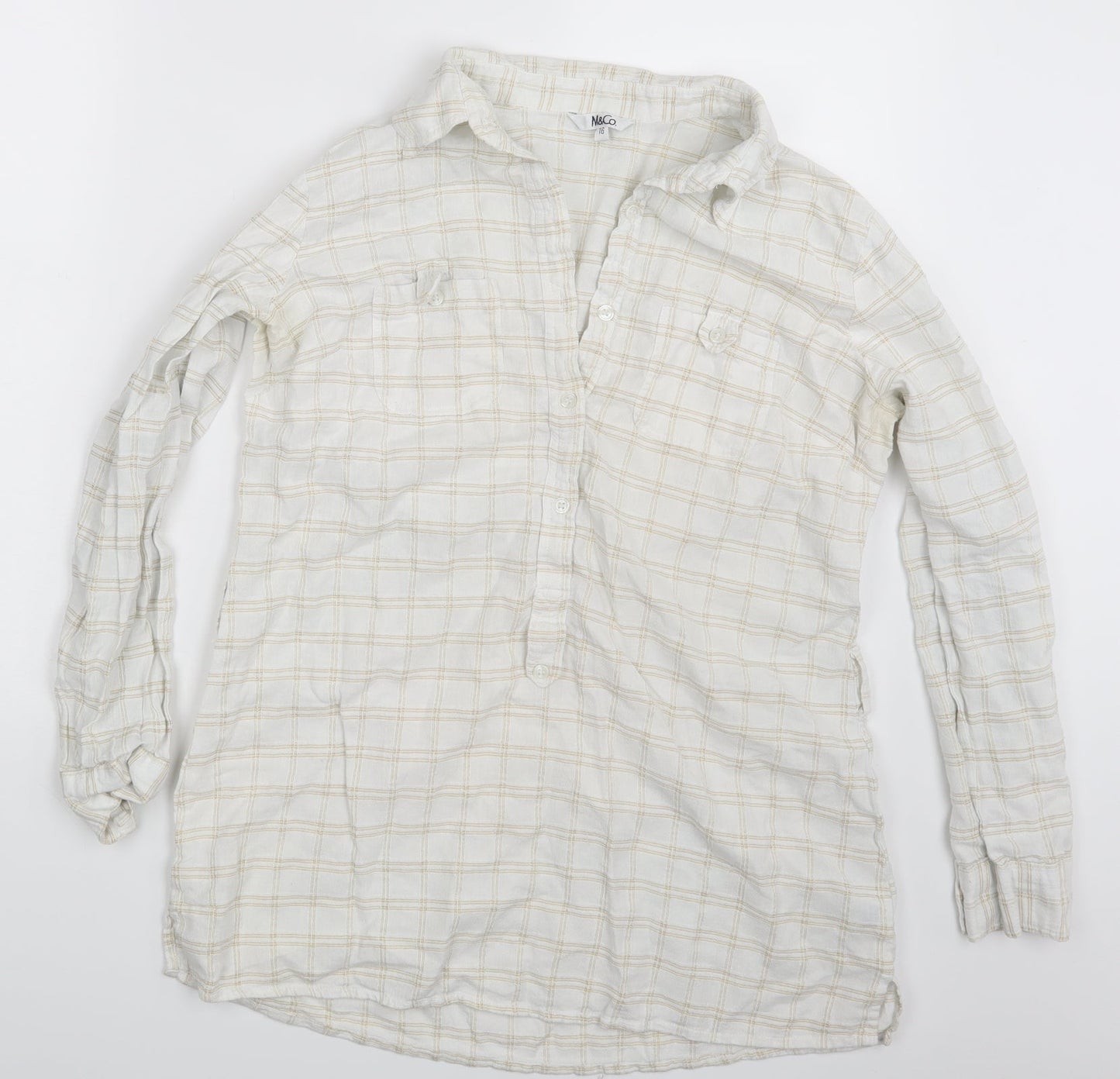 Womens UK Size 16 M&Co. Ivory Basic Button-Up