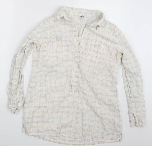 M&Co. Womens Ivory Check  Basic Button-Up Size 16