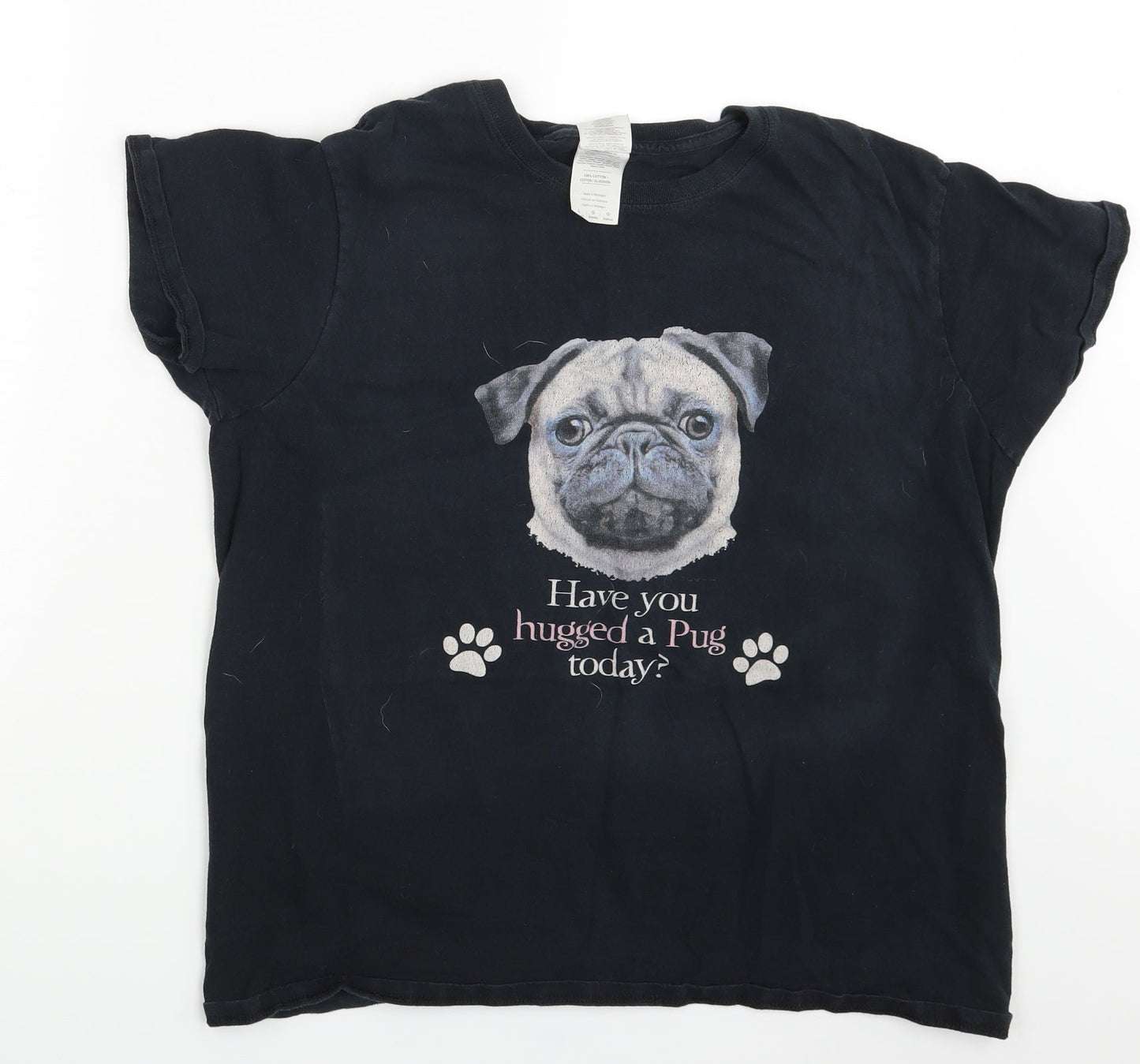 Womens UK Size L Gildan Black Basic T-Shirt