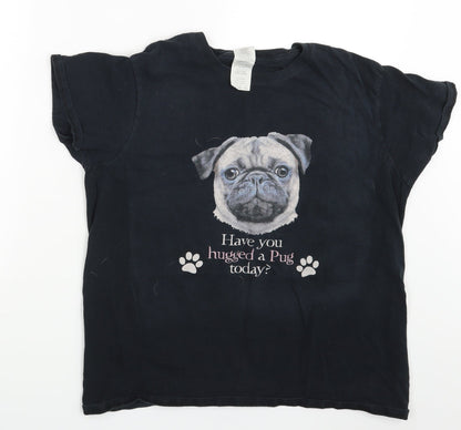 Womens UK Size L Gildan Black Basic T-Shirt