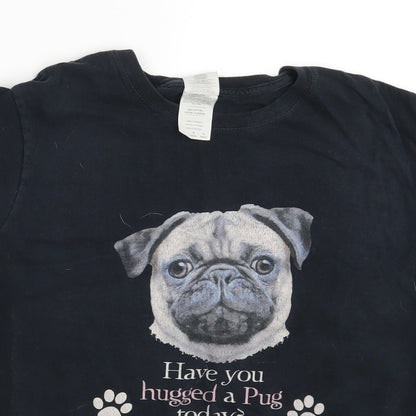 Womens UK Size L Gildan Black Basic T-Shirt