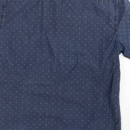 Mens UK Size M David Jones Blue  Button-Up Short Sleeve Casual Shirt