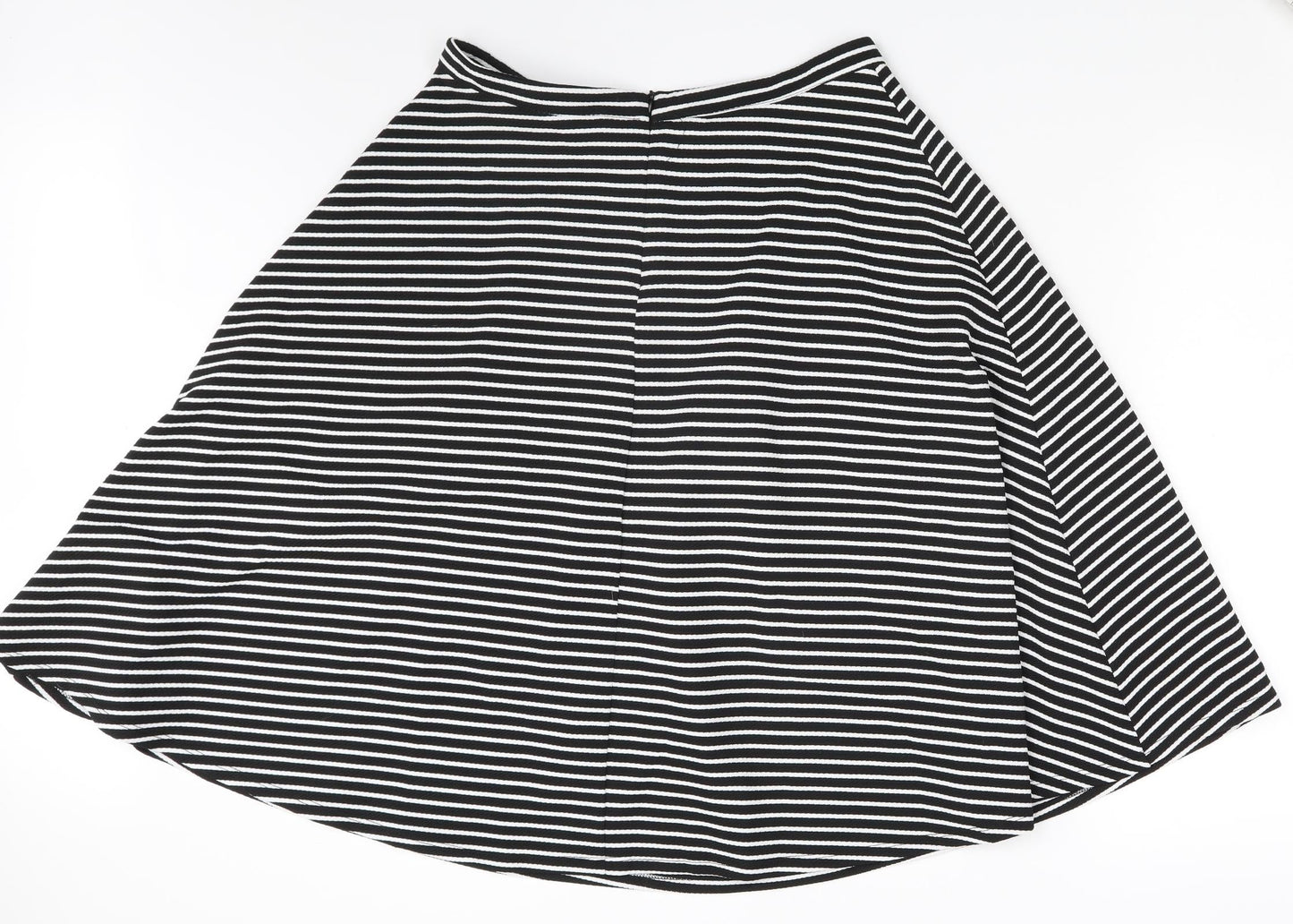 NEXT Womens Black Striped  A-Line Skirt Size 14