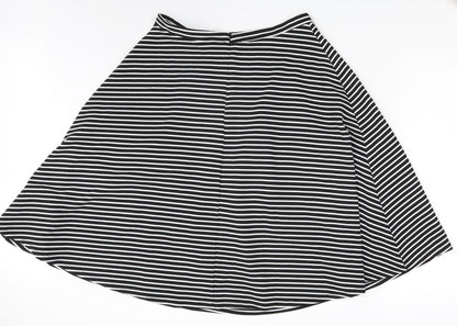 NEXT Womens Black Striped  A-Line Skirt Size 14
