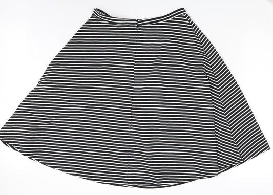 NEXT Womens Black Striped  A-Line Skirt Size 14