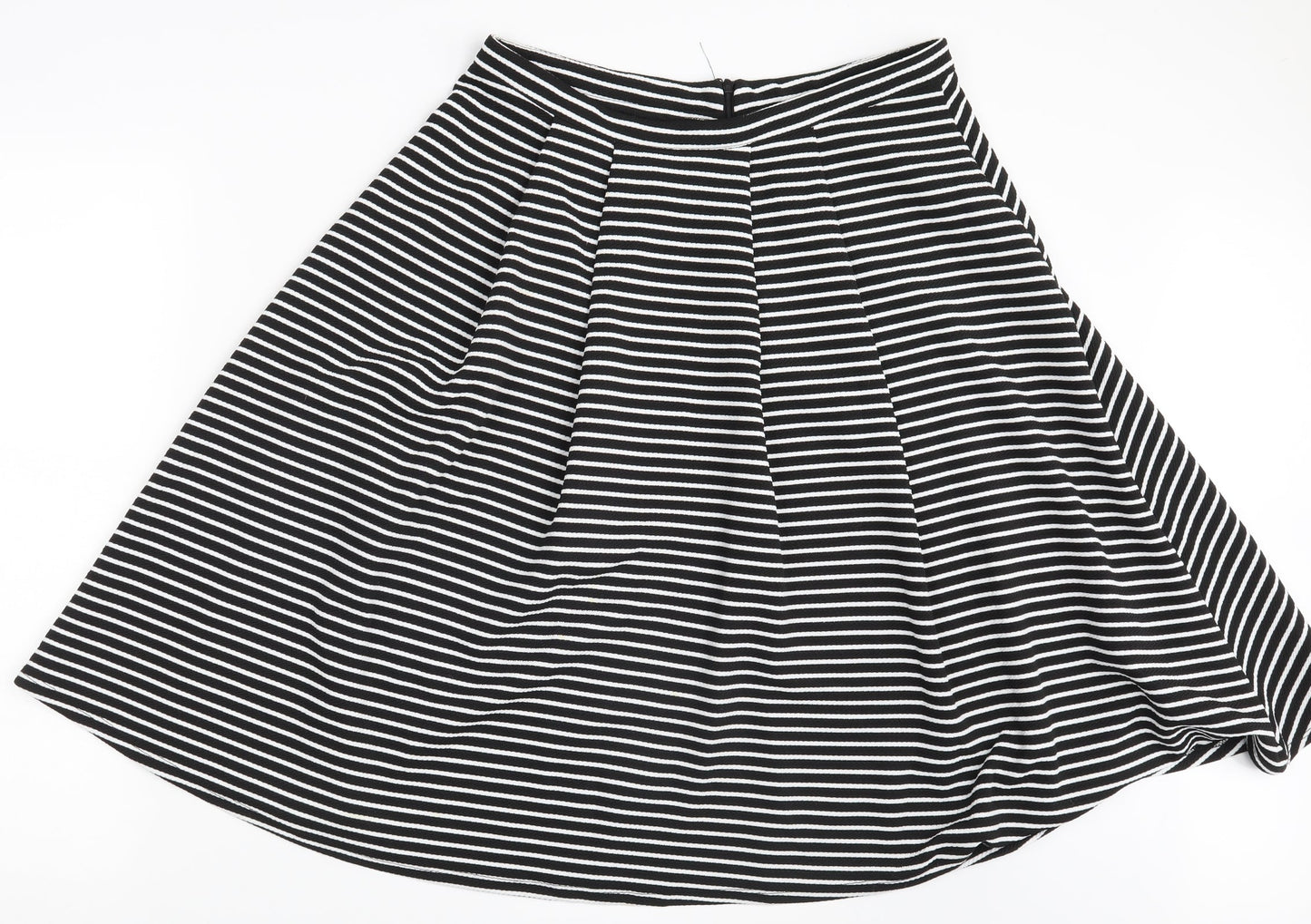 NEXT Womens Black Striped  A-Line Skirt Size 14
