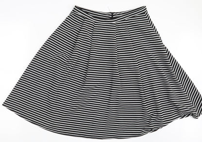 NEXT Womens Black Striped  A-Line Skirt Size 14