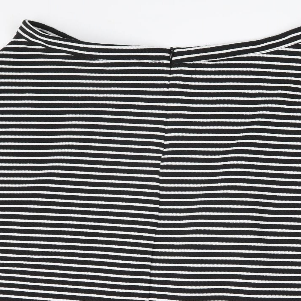 NEXT Womens Black Striped  A-Line Skirt Size 14
