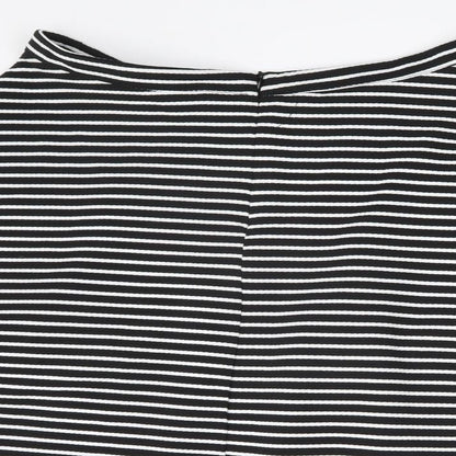 NEXT Womens Black Striped  A-Line Skirt Size 14