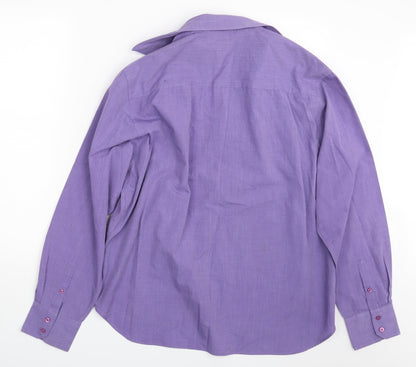 Mens UK Size XL Moto Purple  Button-Up Long Sleeve Casual Shirt