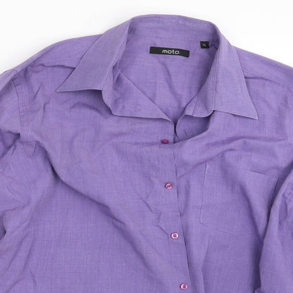 Mens UK Size XL Moto Purple  Button-Up Long Sleeve Casual Shirt