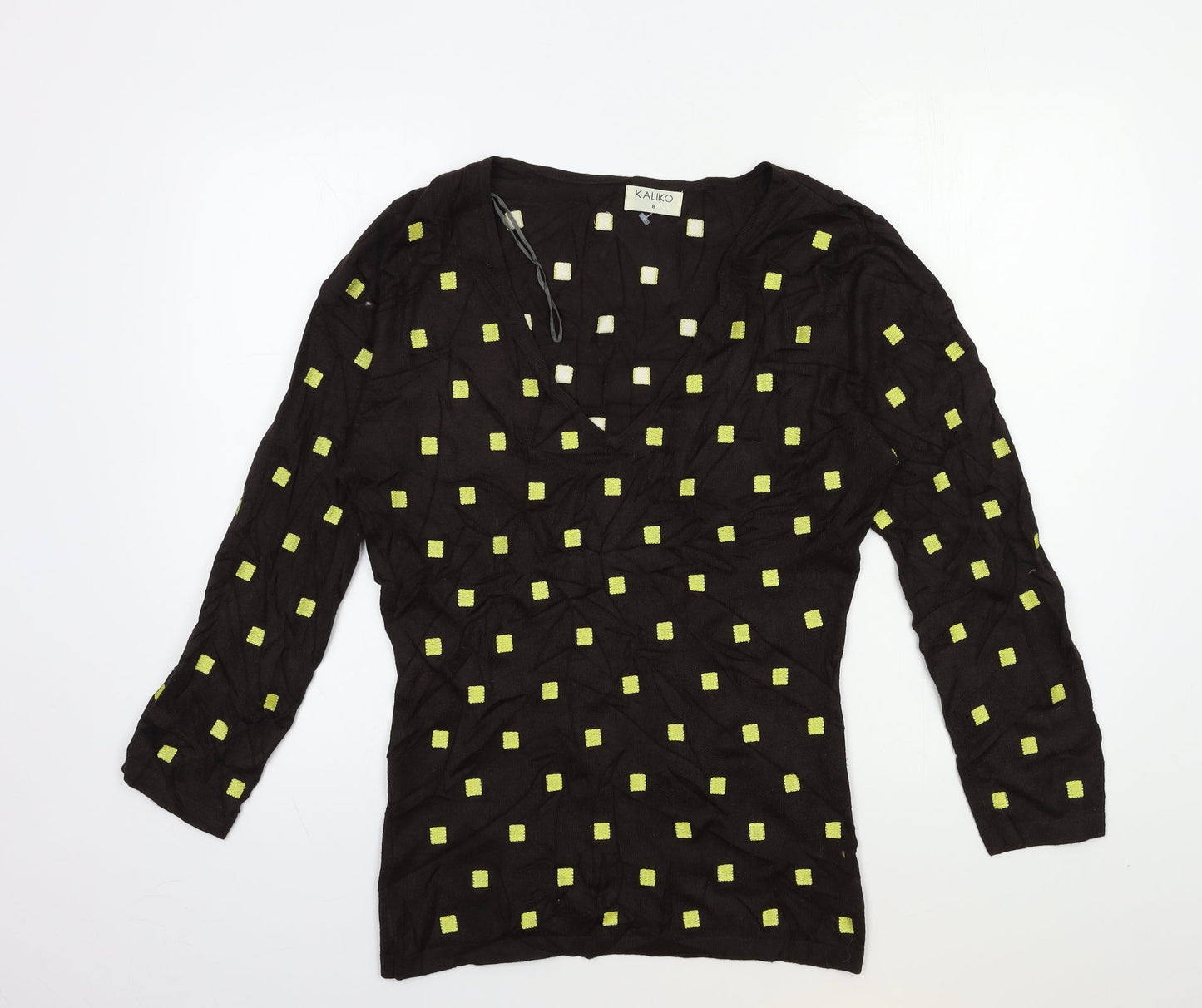 Kaliko Womens Brown Geometric Knit Pullover Jumper Size 8