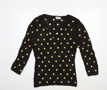 Kaliko Womens Brown Geometric Knit Pullover Jumper Size 8