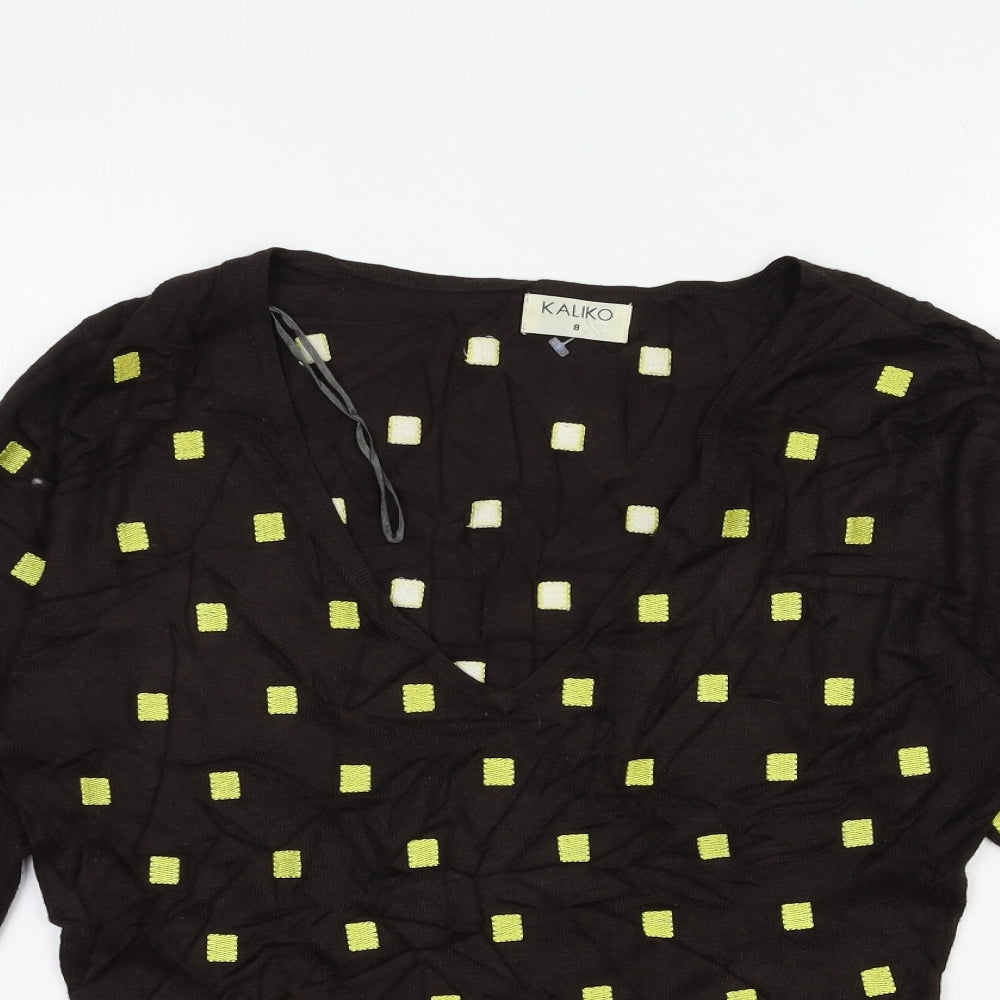 Kaliko Womens Brown Geometric Knit Pullover Jumper Size 8