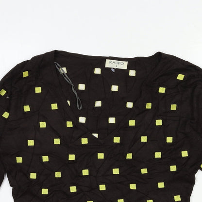 Kaliko Womens Brown Geometric Knit Pullover Jumper Size 8