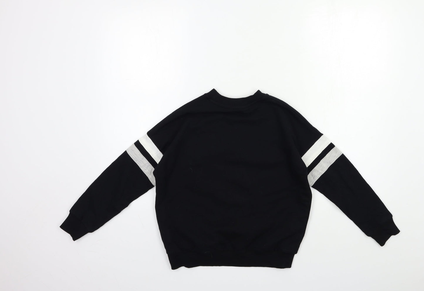 Marks and Spencer Girls Black Striped  Pullover Sweatshirt Size 9-10 Years