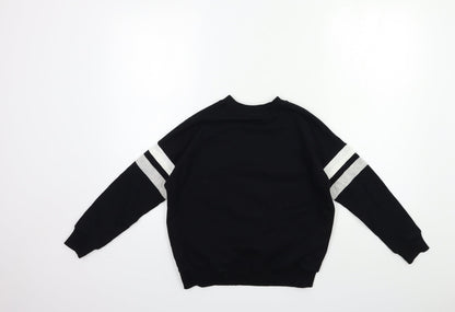 Marks and Spencer Girls Black Striped  Pullover Sweatshirt Size 9-10 Years
