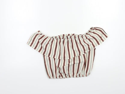 New Look Boys Beige Striped  Basic Button-Up Size 13 Years