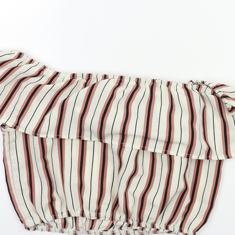 New Look Boys Beige Striped  Basic Button-Up Size 13 Years