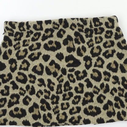 NEXT Girls Beige Animal Print  Mini Skirt Size 7 Years