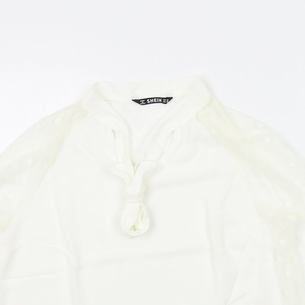 SheIn Womens White Colourblock  Basic Blouse Size XS