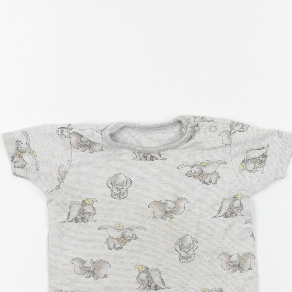 Disney Baby Baby Grey Colourblock  Babygrow One-Piece Size 12-18 Months  - Disney Dumbo