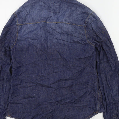 Womens UK Size 6 New Look Blue Basic Button-Up