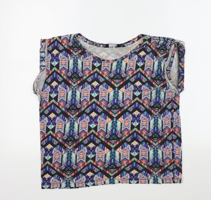 New Look Womens Multicoloured Geometric  Basic T-Shirt Size 8