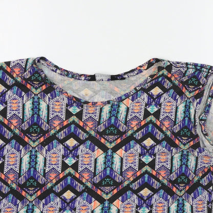 New Look Womens Multicoloured Geometric  Basic T-Shirt Size 8