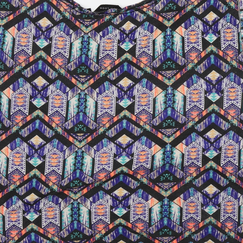 New Look Womens Multicoloured Geometric  Basic T-Shirt Size 8